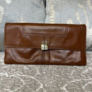 70s Vintage Brown leather clutch purse - Italian brand PELLETTERIE BUCCI